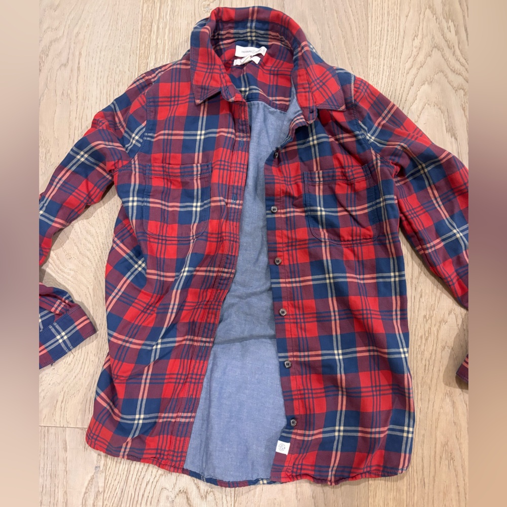 Treasure & Bond Red and Blue Plaid Shirt